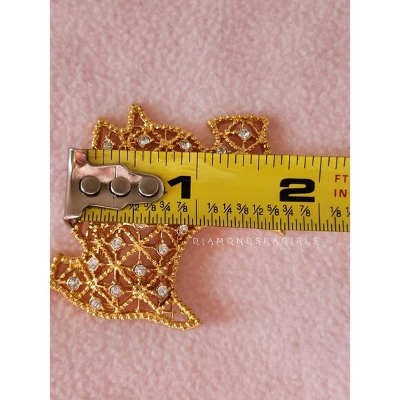 Westie West Highland or Scottish Terrier Brooch Pin Gold & Crystals - Picture 7 of 14